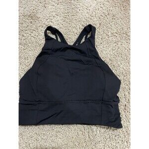 lululemon Free to Be Serene Bra high-neck Longline Strap Back Black Sport Bra 6